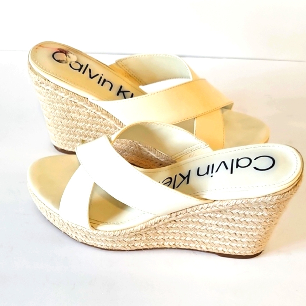 Calvin Klein Cream Platform Sandals - Picture 3 of 7